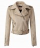 Modische Motorrad Jacke Dame Biker Mantel mit Gürtel rot braun leder