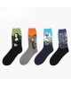 4 Paare Retro Socken Strümpfe abstrakte Malerei Mona Lisa Picasso Herren Salvador Dali Der Schrei