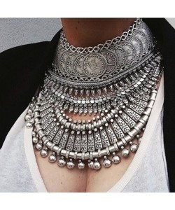 Statement Kragen Münzen Halskette Vintage Maxi Halsband Aussagekräftig Collier weiblich Boho Orientalisch türkisch Schmuck