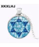 Davidstern Halskette Geometrie Pentagramm Kunst Glas Anhänger Jüdisches Schild Symbol