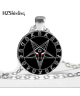 Satan Glas Halskette mit Kugelkette Satanisch Symbol Anbetung Anhänger Ziege Bibel
